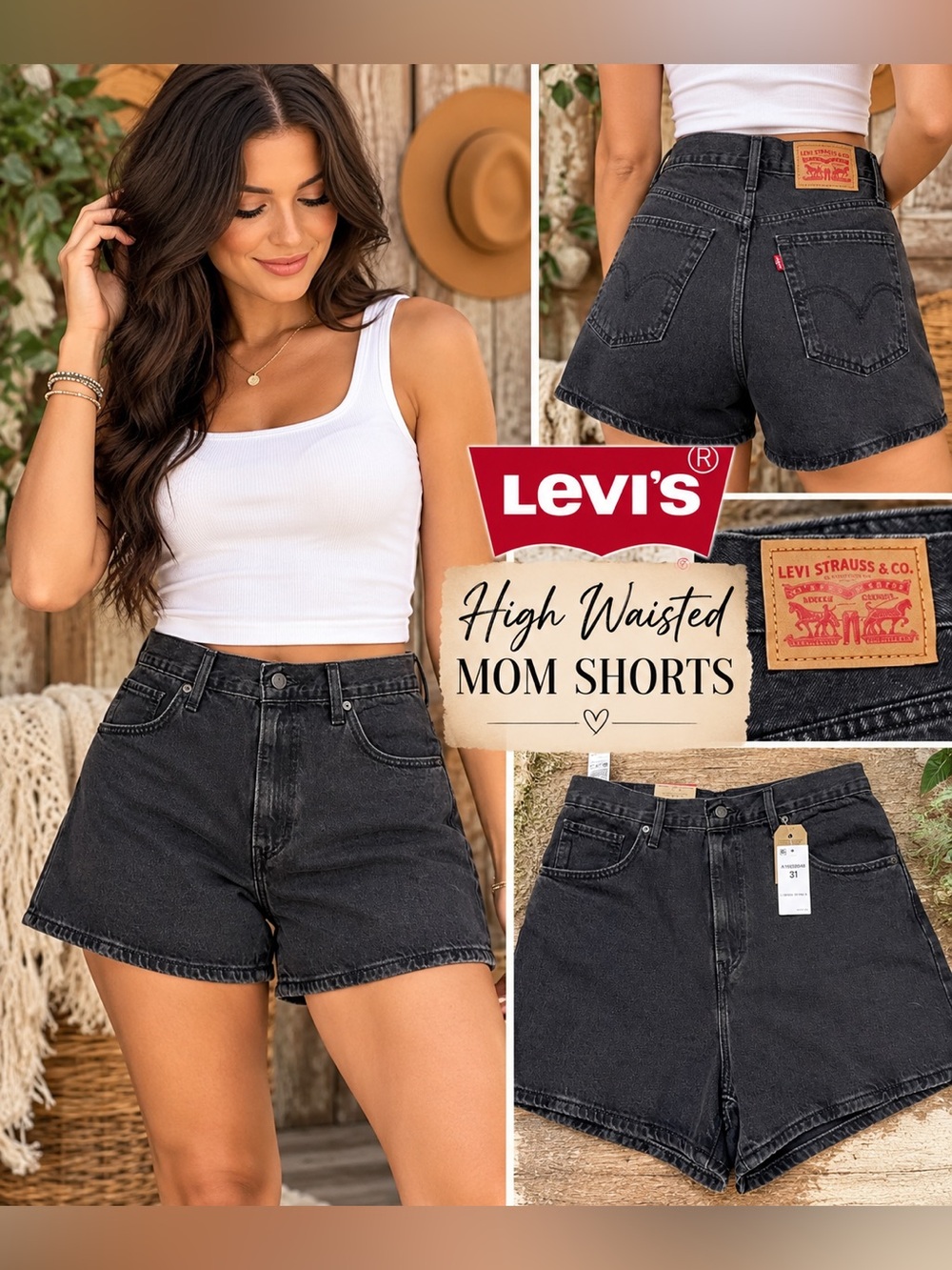 Levi's Black High-Waisted Mom Shorts